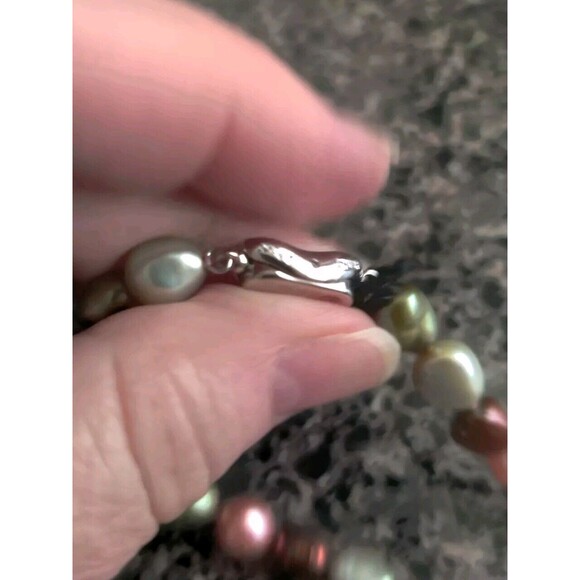 HONORA 925 SILVER MULTI PEARL BEAD 36" SINGLE STRAND NECKLACE + 2 Bracelets Set - Picture 9 of 9